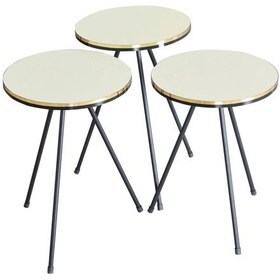 Resim Zigon Sehpa Ve Orta Sehpa Elips Set Siyah Metal Ayak Çift Altın Krem Diğer 