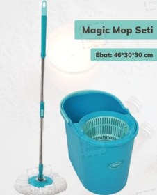 Resim Magic Mop Seti Paspas Temizlik Seti Döner Başlıklı Temizlik Kovası 