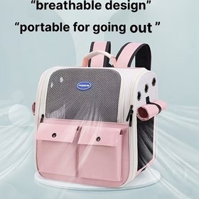 Resim Taşınabilir Kedi Taşıma Çantası Sırt Çantası - Çift Omuz Askılı, Geniş Ön Açıklıklı, Havalandırma Fileli Panelleri, Fermuarlı Kapama - Oxford Kumaş Evcil Hayvan Çantası Seyahat, Veteriner Ziyareti ve Günlük Kullanım İçin - Ev İçi/Dış Mekan Kedileri ve Seyahat Tutkunları İçin İdeal 