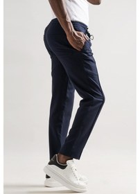 Resim Armürlü Regular Fit Beli Lastikli Ve İplikli Önü Dikişli Mevsimlik Kumaş Erkek Jogger Pantolon 001 