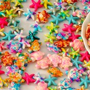 Resim 70 Adet Okyanus Temalı DIY Boncuk Sihirli Set - Çeşitli Deniz Kaplumbağaları, Deniz Yıldızı, El Yapımı Mücevherat & Craft Malzemeleri 5 Rulo Esnek Kordon ile Bilezik, Kolye, Ayaklık Yapımı için 