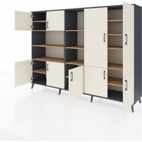 Resim Hyperion Dolap 14 Raflı 9 Kapaklı 220x44x163 Antrasit-aytaşı/çam Aytası/atlas Çam - Antrasıt 