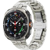 Resim Samsung Uyumlu Galaxy Watch Ultra 47mm İçin Kelebek Toka Titanyum Alaşımlı Saat Bandı - Titanyum 