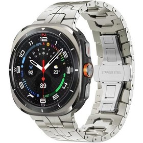 Resim Samsung Uyumlu Galaxy Watch Ultra 47mm İçin Kelebek Toka Titanyum Alaşımlı Saat Bandı - Titanyum 