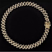 Resim Çeko Chain 15mm Prong Cuban Chaın Taşlı Çelik Kolye 