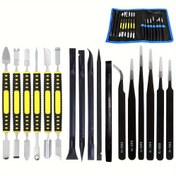 Resim 17'li Elektronik Tamir Aletleri Seti, Çift Uçlu Metal Spudger ve Siyah Cımbız ile iPad Tabletler, Laptop, Elektronik Cihazlar, Mobil Telefonlar için Açma Kaldırma Aleti 