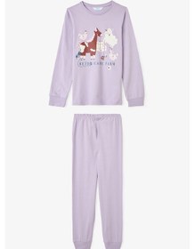 Resim Kız Çocuk Yoyo Oyun Desenli Pamuklu 2'li Pijama Takımı Çok Renkli 