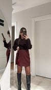 Resim Bordo Payet Detaylı Mini Etek 