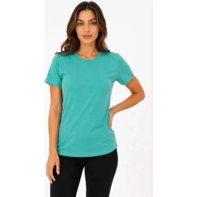 Resim Marsilyan Basic Tişört Bisiklet Yaka Kısa Kol Günlük Yazlık Slim Fit T-Shirt - Su Yeşili 