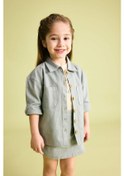 Resim Defacto Kız Bebek Cepli Gabardin Uzun Kollu Gömlek B9654A524SPGN1102 Yeşil 