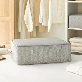 Resim Ocean Home Textile Büyük Boy Gri Balıksırtı Baza Altı Hurç 62 x 46 x 22 cm 