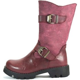 Resim Pinky Hakiki Deri Bordo Fermuarlı Kız Çocuk Çizme 26-30 Bordo 