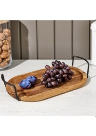 Resim Naturalovee Akasya Metal Kuplu Tepsi - Kahverengi - 31x18x5 Cm Çok Renkli 