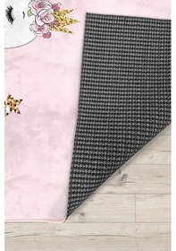 Resim Sevimli Kuğu Bambu Çocuk Halısı Pembe 