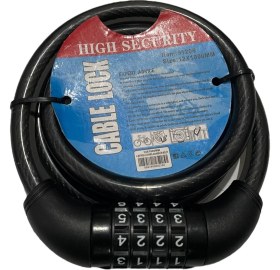 Resim Tvr Bisiklet Şifreli Kilit 12 mm 100 cm Siyah ( Ayarlanabilir Şifre ) 