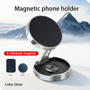 Resim 1 adet Alüminyum Alaşımlı Manyetik Araba Telefon Tutucu, Su Geçirmez, 360° Dönüş, Geri Çekilebilir ve Katlanabilir, iPhone ve Akıllı Telefonlarla Uyumlu, Şarj Edilemez, Pil Gerektirmez 