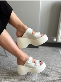 Resim Asmi Shoes Kadın Wera Beyaz İki Tokalı Kalın Taban Ortopedik Sandalet&terlik 