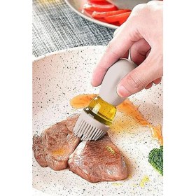 Resim Gampus Hazneli Silikon Yağ Sos ve Yumurta Fırçası Yağ Fırçası Yağ Şişesi 180 ml 