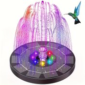 Resim Renkli LED Işıklı Güneş Çeşme Pompası - Taşınabilir, Bağımsız Yüzen Su Pompası, Kuş Banyosu ve Bahçe Dekoru için, PVC Malzeme, Bağımsız Tasarım, Kuş Banyosu Çeşmesi | Dekoratif Çeşme | PVC Yapı, Güneş Su Çeşmesi 