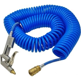 Resim Kompresör Spiral Hava Hortumu 15 mt Asturo Hava Hortum Tabancası Kısa 1/2 Hava Jakı 3 Lü Set 