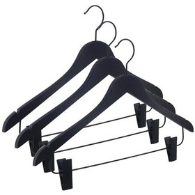 Resim Nyn Ahşap Askı Şık M-001 Mandallı Gömlek Etek Askısı Siyah Renk 6 Adet 