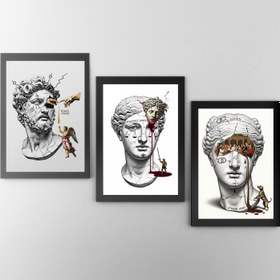 Resim Vengeance Served Medusa - Surreal Greek Mythology Wall Art Print - Wooden Frame - White / 8,3 x 11,7" (21x30) 
