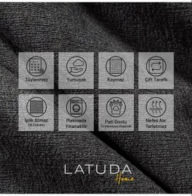 Resim Jakarlı Şönil Koltuk Örtüsü Kanepe Örtüsü Koltuk Şalı 110x175 2 Ad. Kaymaz Gri Gri 