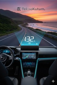 Resim TEKNOKUTUM Hud ekran araba projektör hız göstergesi kadran yanında Numaratör hediyeli 