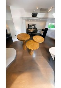 Resim Wood Ahşap 3 Lü Set Mantar Yan Sehpa / Tik Ağacı Renk / Zigon Sehpa Tik Ağacı 