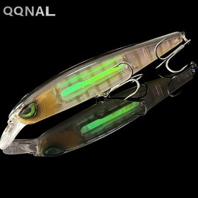 Resim QQNAL 1 adet Işıldayan Batan Minnow Balıkçılık Yemi, 14.4g ABS Sert Yem Dil Plakası ve Üçlü Kanca ile - Uzun Atışlı Kurbaga Takımı Levrek ve Alabalık için, Karanlıkta Parlayan Tasarım, Karışık Renkler 