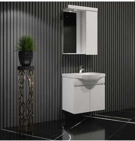 Resim Lilyum Banyo Dolabı Takımı 55Cm Balon Kapak Pk109 Beyaz 