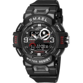 Resim Hanyang Siyah Beyaz Smael Marka Izle Erkekler Çift Ekran LED Dijital Analog Kol Saatleri Gençlik Kronometre Spor Elektronik Kuvars Su Geçirmez Erkek Saat (Yurt Dışından) 