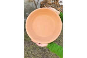 Resim AdenArt El Yapımı Toprak Çiğ Köfte Tepsisi-Güveci-Tavası Orta Boy 40 cm 