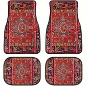 Resim 4 Adet Etnik Tarz Retro Desenli Araba Paspasları, Şık ve Basit, Dayanıklı, Kaymaz, Temizlemesi Kolay Evrensel Zemin Matları 