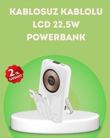 Resim Lcd Göstergeli Manyetik Powerbank Type C Usb Girişli 
