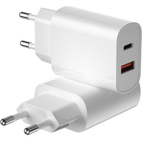 Resim Wiwu Wi-U002 Quick Type-C PD & USB-A QC Hızlı Şarj Başlığı 20W - Beyaz 