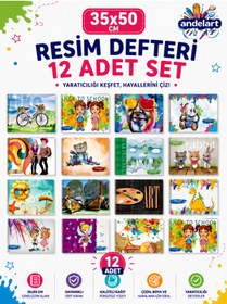 Resim andelart Resim Defteri Spiralli Karton Kapak 15 Yp 35x50 12 Adet 