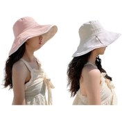 Resim Kadınlar İçin Uv Korumalı Çift Taraflı Yazlık Şapka - Pembe Ve Beyaz Renk Seçeneği İle Modaya Uygun Güneş Şapkası Beyaz 