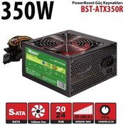 Resim PowerBoost BST-ATX350R 350w, PPFC 12cm Kırmızı Fanlı ATX PSU (Retail Box) 