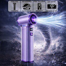 Resim Mioji Mio AD72 Pro 8000 mAh 150000 RPM Taşınabilir Güçlü Hava Üfleme Cihazı Mor 