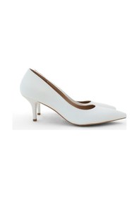 Resim Kadın Sivri Burun Alçak Topuklu Stiletto - Beyaz Beyaz Cilt 