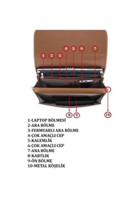 Resim Case Club Notebook Laptop Evrak Çantası 15.6'inç 5 Bölmeli Su Geçirmez Omuz Askılı Taba 