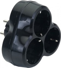 Resim Mutlusan Üçlü Yonca Golyat Fiş Priz Siyah 