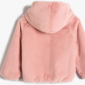 Resim Kız Bebek Kapşonlu Peluş Ceket Fermuarlı Uzun Kollu 