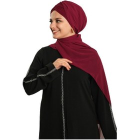 Resim Hürrem Bone Bordo Pratik Hazır Geçmeli Bone Şal Şifon Drapeli 2507 16 bordo 