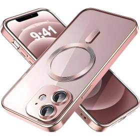 Resim Fibaks iPhone 11 Kılıf Kamera Lens Korumalı Magsafe Şarj Kilifi Şeffaf Rose Renkli Yumuşak 