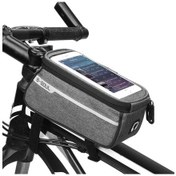 Resim Yaleker Bisiklet Üst Boru Çantası - 6 İnç Akıllı Telefon Uyumlu, Kolay Kurulum, Gri Gri 