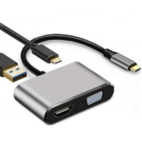 Resim Powermaster Pm-4026 Usb Type-C To Hdmı-Vga-Usb-Type C 4In1 Adaptör 