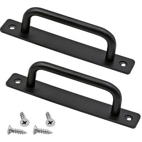 Resim Ağır Hizmet Tipi Ahır Kapı Kolu Seti - İtmeli Kapılar İçin Arka Plakalı 2 Adet Alüminyum Alaşımlı Sürgülü Kapı Kolu 