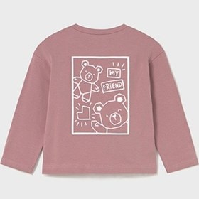 Resim Mayoral Pembe Kız Bebek Arkası Baskılı Uzun Kollu Tişört 2079 Pembe 